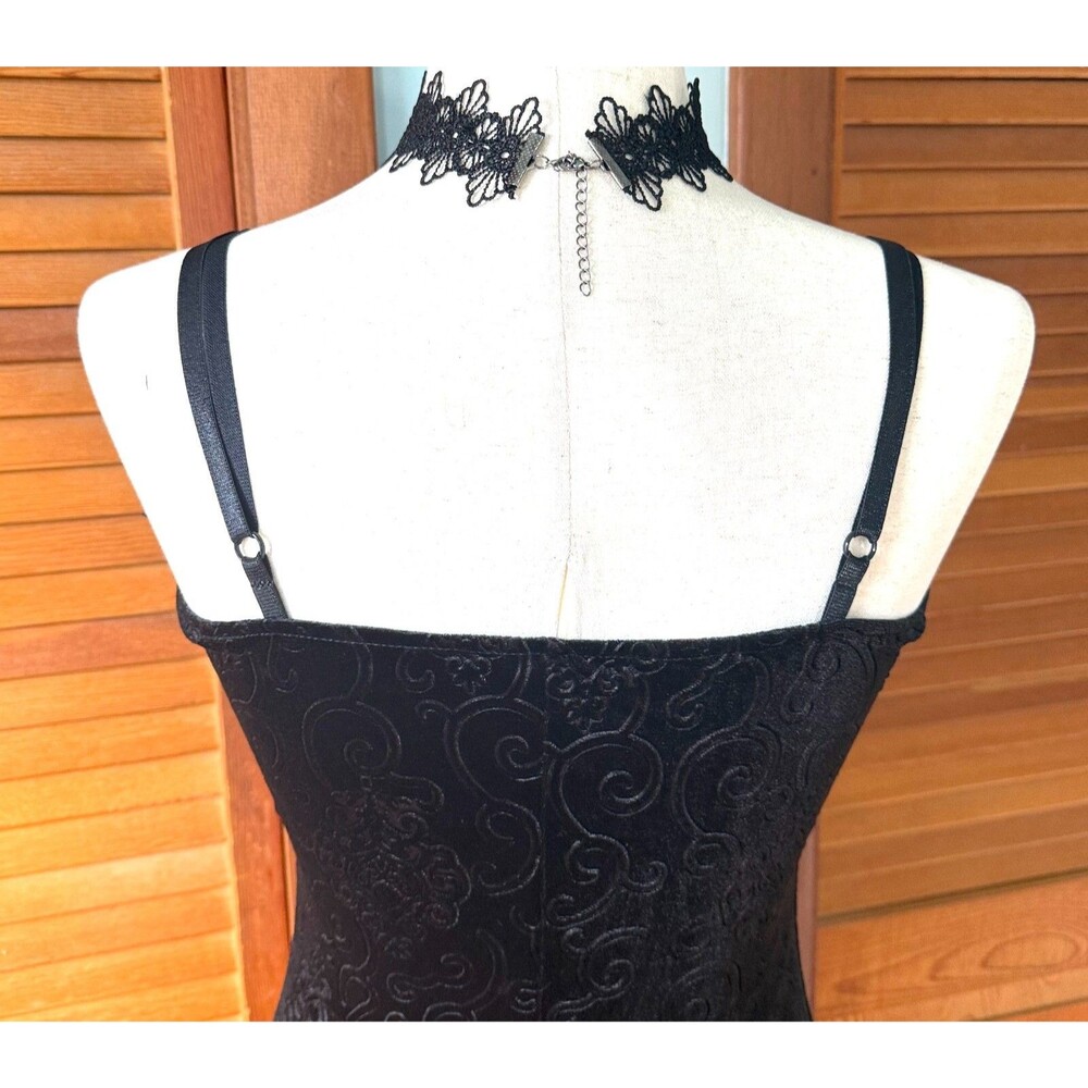 Gothic Lolita Victorian My Summer Woes Black Soft Jacquard Velvet Mini Dress M - Picture 10 of 11
